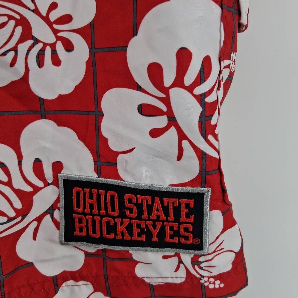 Ohio State Pro Edge Red and White Hibiscus Swim Trunks with Drawstring - Picture 4 of 4